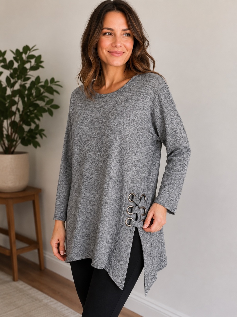 New York Laundry Gray Asymmetrical Top